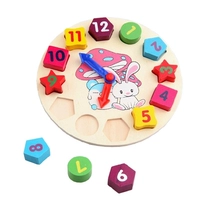 Детские деревянные часы для раннего возраста, игрушка, цифровая головоломка, геометрический детский конструктор, раннее развитие, 1-3 лет