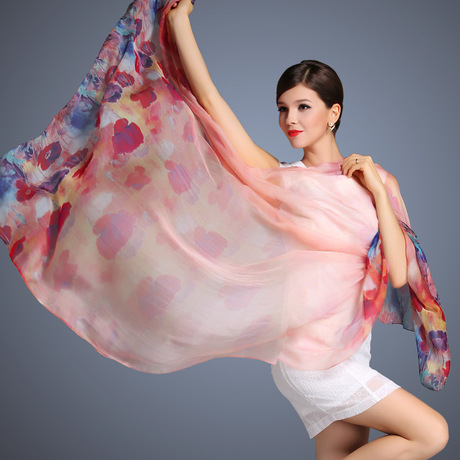 喜欢的宝贝 上海故事桑蚕丝真丝丝巾女 冬季春秋两用超长款纱巾披肩