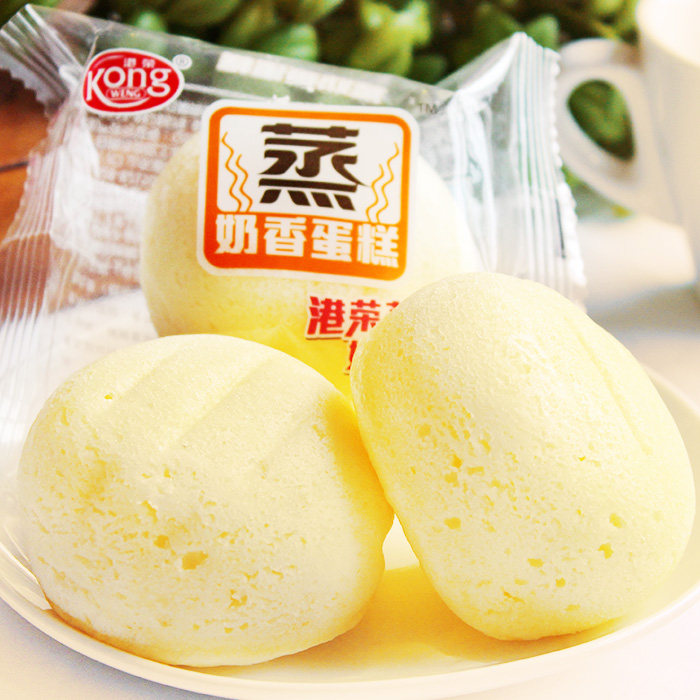 8月21日生产 新鲜港荣蒸奶香蛋糕原装拆箱500g 散卖早餐饼干糕点-热拍