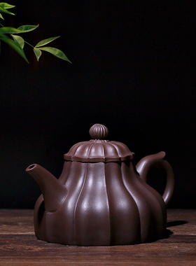 紫砂壶宜兴名家纯全手工茶壶包真品 陈忠徐底槽清筋纹掇樱 玖砂