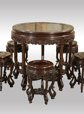 【红酸枝餐桌】_圆形餐桌图片_明清古典餐桌椅价格_搭配分享 - 爱逛街