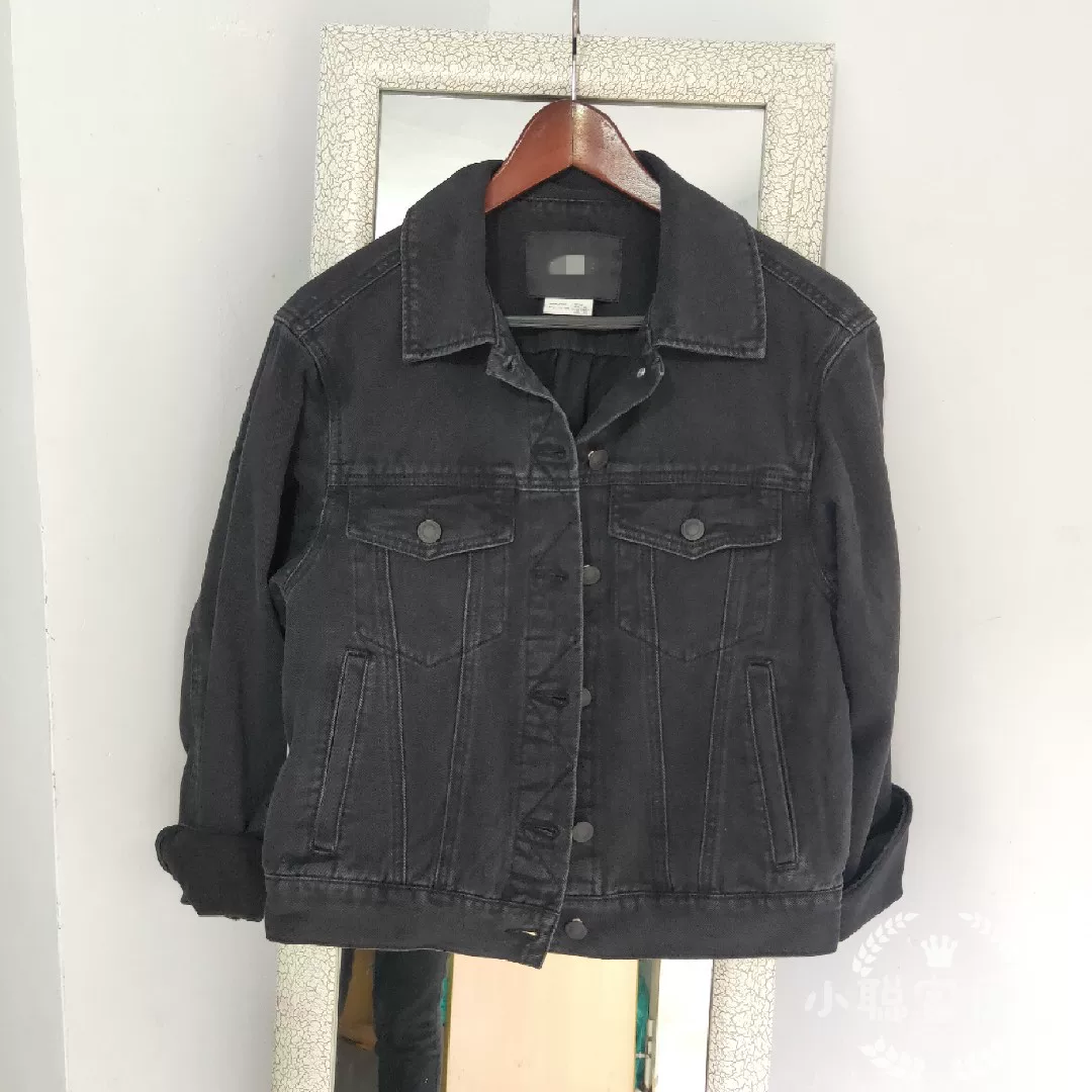 Autumn black denim short jacket