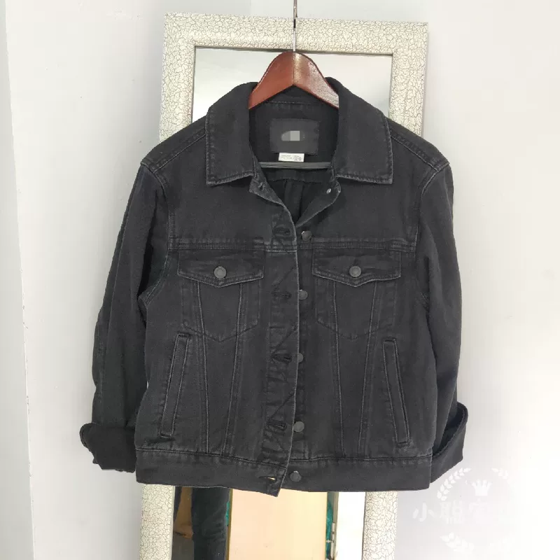 Autumn black denim short jacket