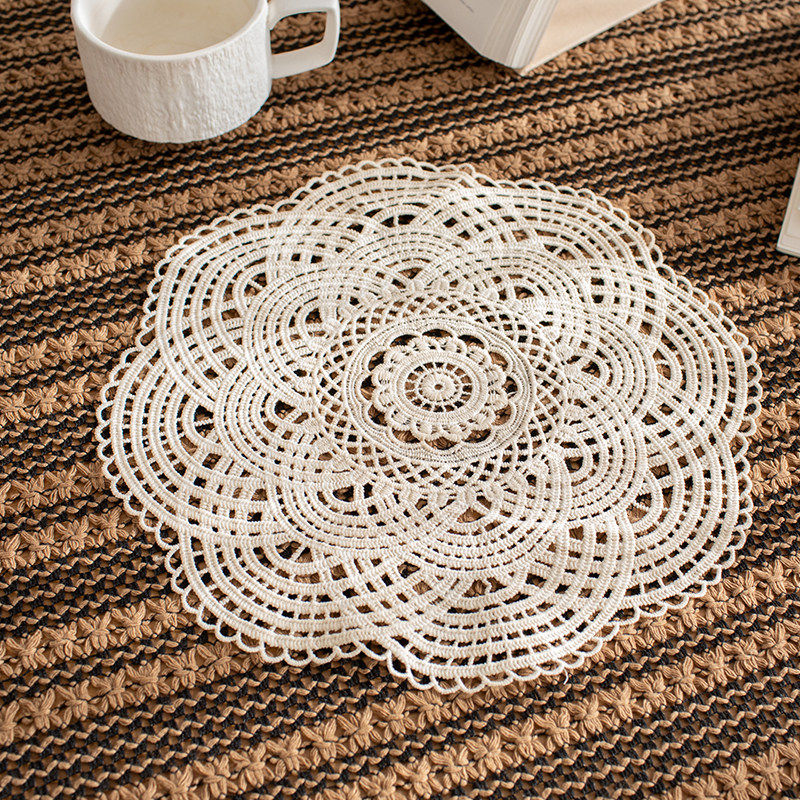 Beige Embroidered Lace Placemats