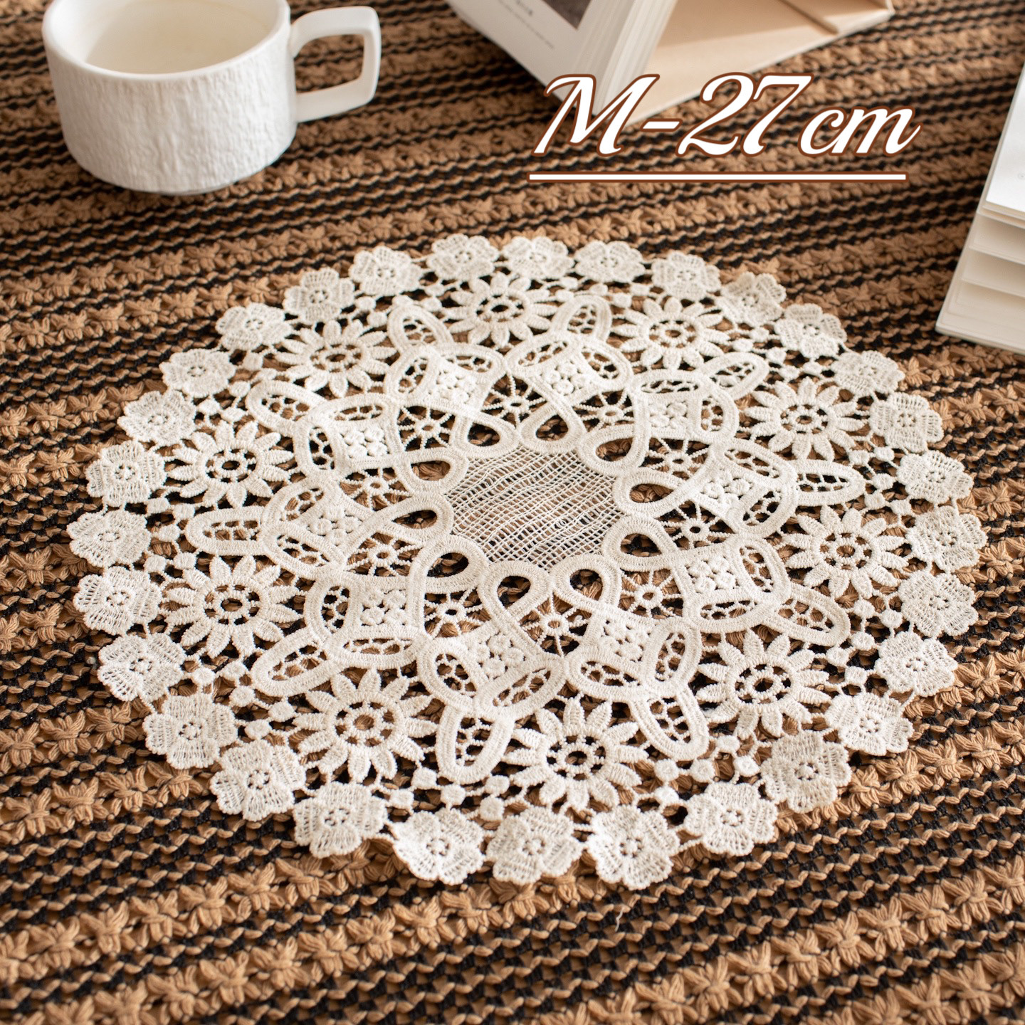 Beige Embroidered Lace Placemats