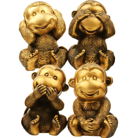 聚缘阁风水四不猴摆件十二生肖猴摆设铜猴子不看不听不说摆件