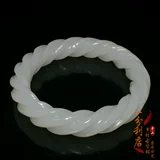 Классический браслет с косичкой из белого нефрита