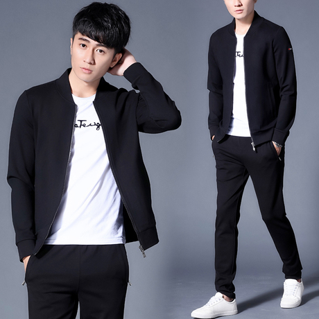 休闲运动套装男士跑步运动服运动服套装运动衣服装男春秋季三件套