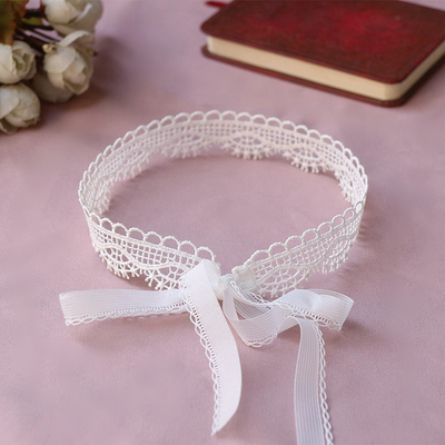 taobao agent Japanese necklace, white choker, chain for key bag , floral print