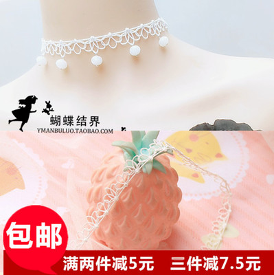 taobao agent White short necklace, choker, crystal with tassels, floral print