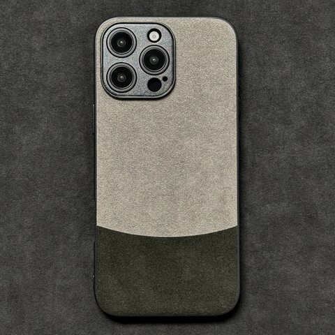 Two Tone ALCANTARA Suede Microfiber High End Premium 16, 16 Plus, 16 Pro, 16 Pro Max iPhone Case