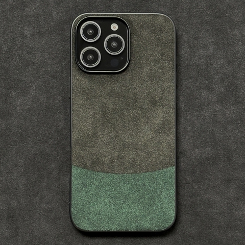 Two Tone ALCANTARA Suede Microfiber High End Premium 16, 16 Plus, 16 Pro, 16 Pro Max iPhone Case