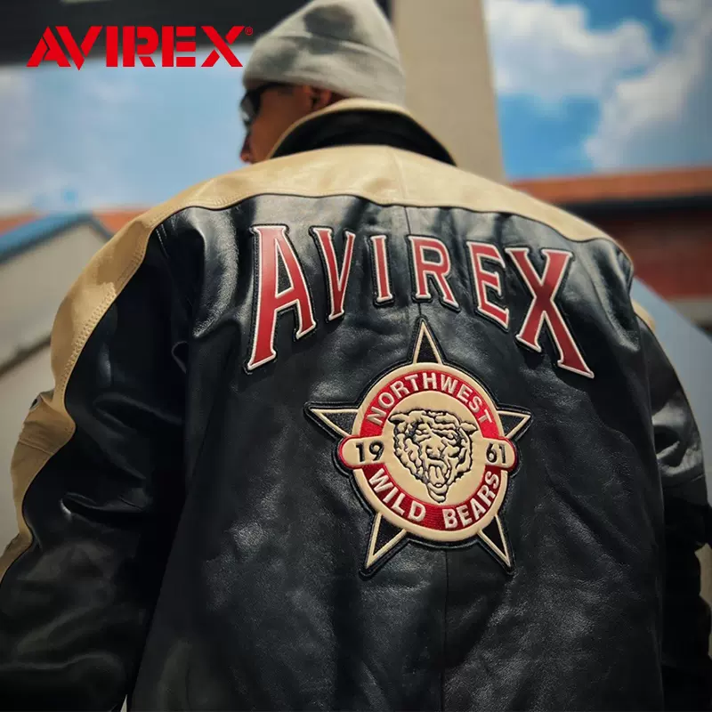 AVIREX A款式男士皮衣马皮皮外套暗拉链皮飞行夹克 Taobao