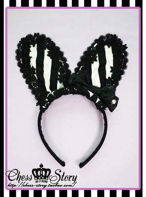 taobao agent [Je N'ai Pas de Temps] Mr. Rabbit & Miss Black and White Striped Rabbit Ear KC Poor