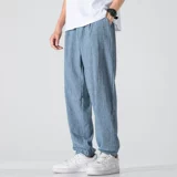 Тонкие шелковые осенние штаны, из хлопка и льна