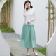 Phụ nữ Hanfu phiên bản cải tiến mùa hè của áo khoác sườn xám ngắn Phù hợp với Tang phù hợp với phong cách Trung Quốc trang phục phụ nữ Trung Quốc áo thun thêu phong cách dân tộc - Áo phông