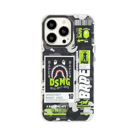 BAPE Trendy Fashionable Camo Cartoon Matte Phone Case for iPhone 17, 16, 15, 14 and 13