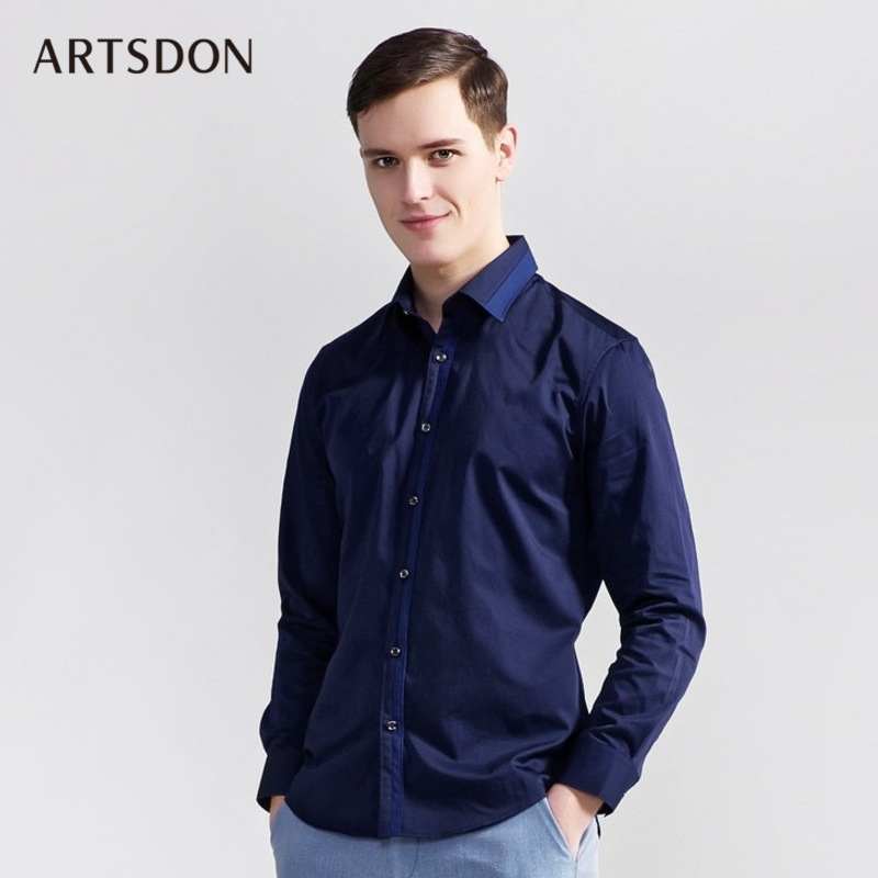 Artsdon/阿仕顿专柜同款时尚休闲长袖衬衫春秋新款方领长衬衬衣男