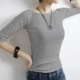 Áo sơ mi trắng đáy mới 2017 của phụ nữ áo thun nửa tay nửa tay 5 điểm tay áo 7 màu đen cộng với kích thước quần tất mỏng - Áo phông