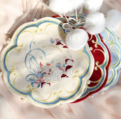 taobao agent Genuine design Hanfu, one-shoulder bag, bag strap, red double sided embroidery