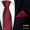 真丝-酒红色条纹拉链领带+口袋巾