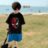 Детские блестки для ногтей, летняя базовая футболка с коротким рукавом для мальчиков, подходит для подростков