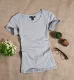 Áo thun nữ tay ngắn màu trơn 桖 血 V Lãnh thổ áo ôm sát cơ thể nửa tay mỏng quần áo mùa hè - Áo phông