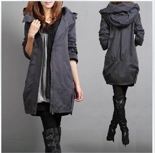 Autumn Trench Coat, Jacket, for Plus Size Ladies, Korean Style, Fitted