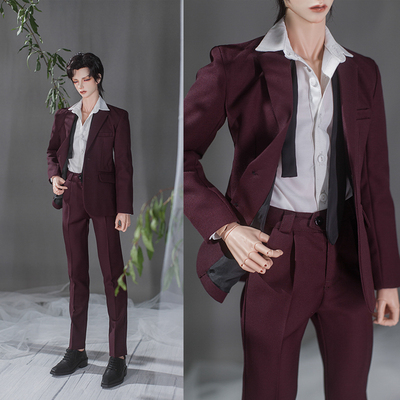 taobao agent Bjd baby clothing SD17-Uncle [Customized] Set deep wine red flat refutation 2 buckle suit+trousers