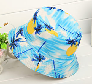 金川 Custom Coconut Tree Round Hat Travel Hat Double -sided Fisherman Hat Hat Round Hat Printing 025 Model