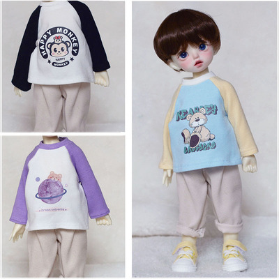 taobao agent [Spot Free Shipping] BJD doll 6 -point color matching print T cute inside and outside we wear T