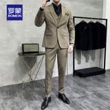 Летний костюм для отдыха, комплект, пиджак классического кроя, облегающий крой