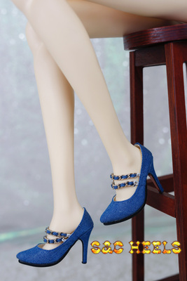 taobao agent {S & C} heels ultra -high heel high -heeled high -heeled shoes BJD3 points for female exclusive version of the water platform without water platform denim blue