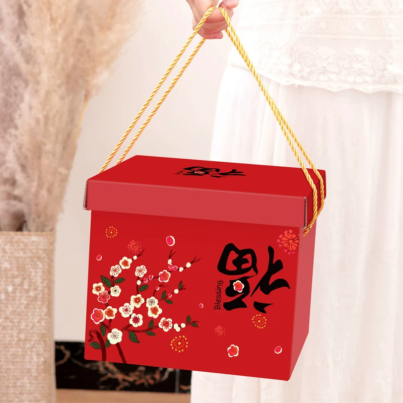 Красный набор печенья Fortune Box с миндальным хрустом, ореховый пралине, десертные снеки, подарочный набор, портативная подносная коробка, сопровождается подарочной коробкой