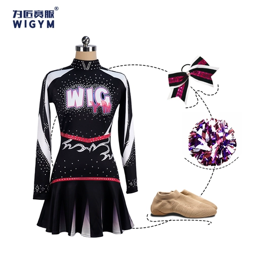 La La Xing Black Theme New Net Yarn Professional Custom Art Cheerleading Команда Service School School Performance Выступление