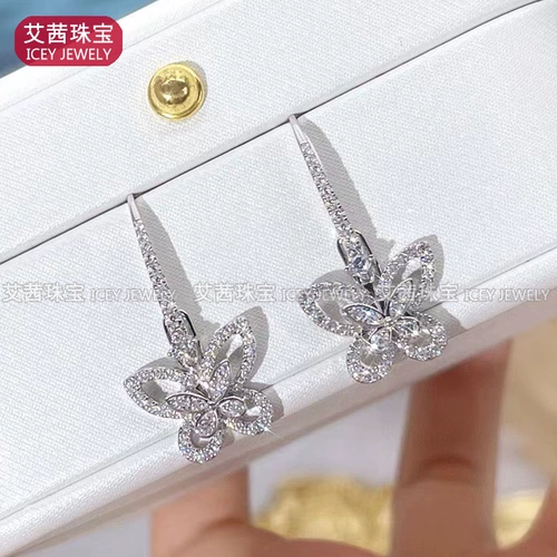 Платиновые милые модные серьги, белое золото 18 карат