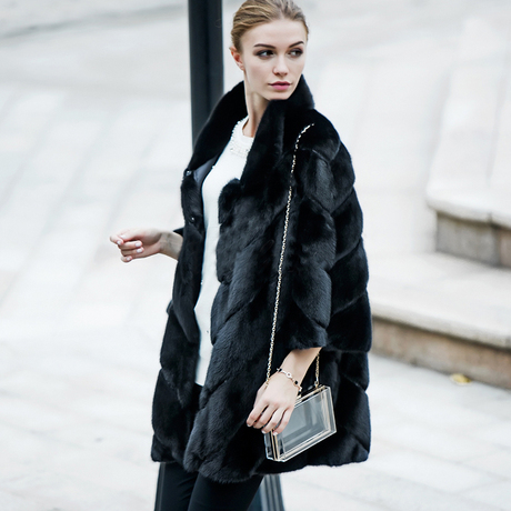 低调的奢华!正反两穿轻薄保暖显瘦水貂整貂万年经典滑雪皮草外套