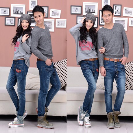 【春款牛仔裤】_情侣新款牛仔裤图片_韩版垮裤价格_搭配分享 - 爱逛街