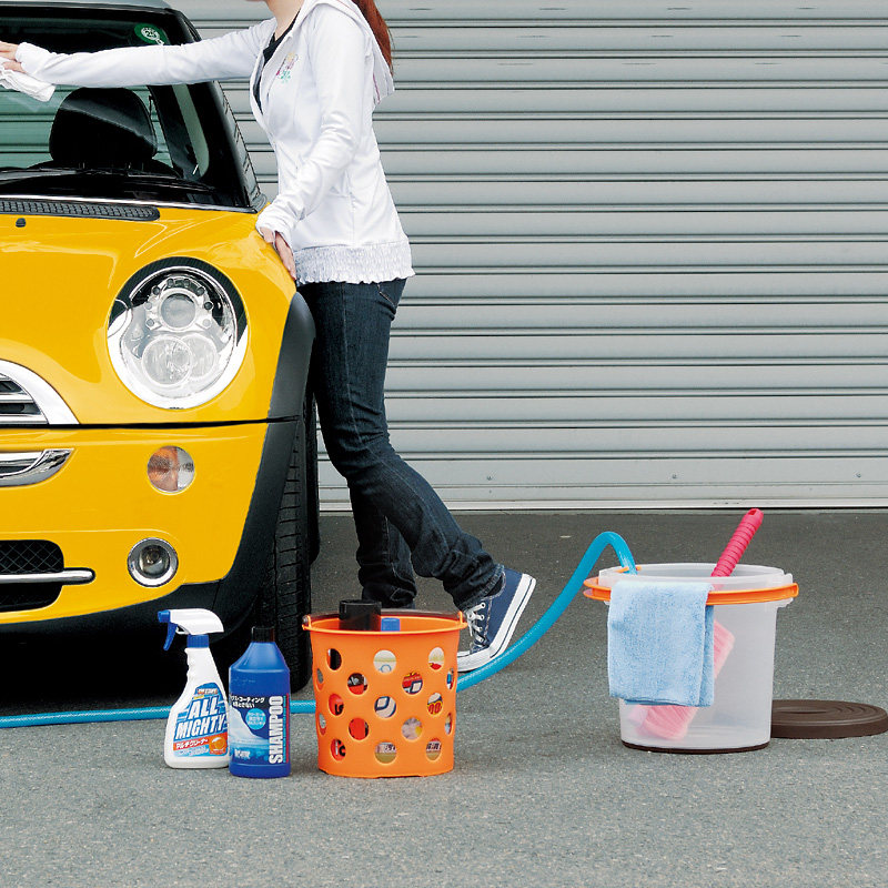 日本进口正品 inomata家庭塑料提水桶户外钓鱼桶洗车水桶2件套桶