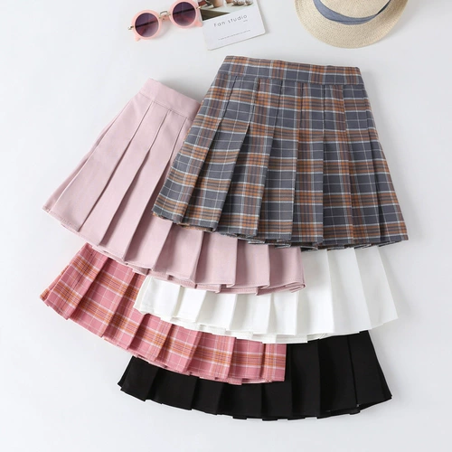 Детская юбка на девочку, летняя студенческая юбка в складку, мини-юбка, в корейском стиле, А-силуэт