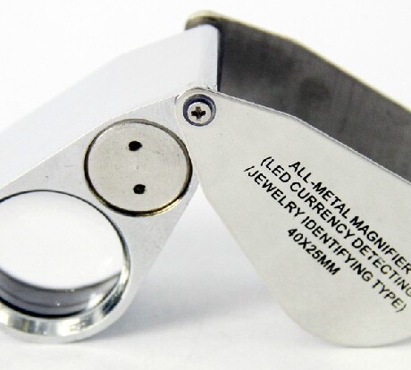 宣骅40倍高清放大镜带灯led白紫光uv验钞便携鉴定珠宝玉石鸽眼