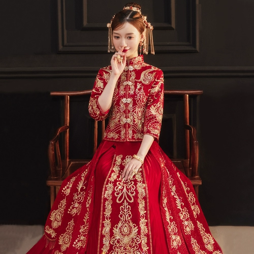 Традиционный свадебный наряд Сюхэ, свадебное платье, летнее вечернее платье, коллекция 2023, подходит для подростков, дракон и феникс