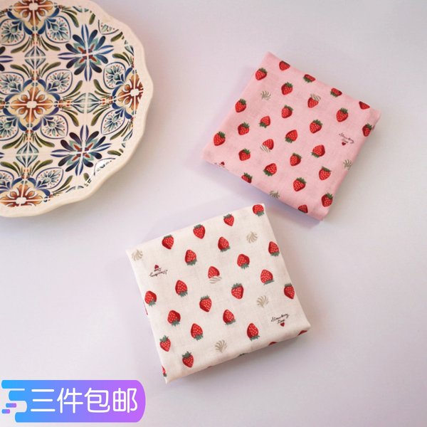 Японская импортная хлопковая мягкая двухэтажная марлевая милая детская клубника, слюнявчик для девочек, шарф, носовой платок