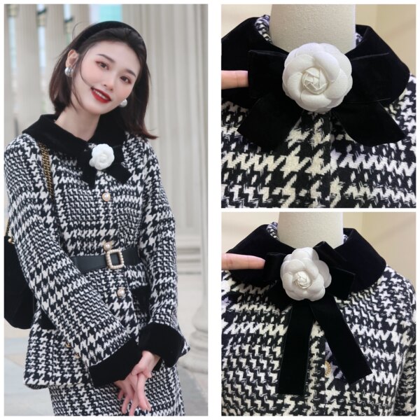 Ретро горный чай, брошь с бантиком, в стиле Шанель, тонкое плетение