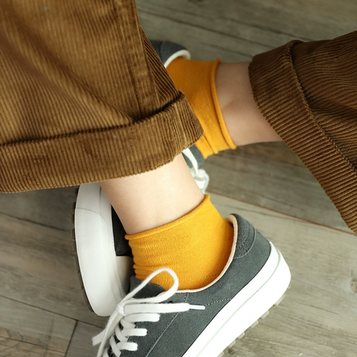 Весна и лето базовые женские носки 10 цветных конфет Candy Pure Color Boats Socks Simple Multi -Color Retro Girl Short Cotton Nocks