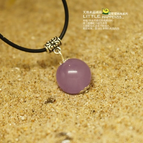 神秘高贵天然紫玉髓12mm转运球吊坠项链时尚个性