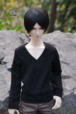 taobao agent M3 BJD baby clothes 4 points and 3 points HID uncle shopkeeper recommendation black V -neck knitting bottom shirt strong uncle custom
