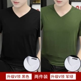 Хлопковая летняя шелковая тонкая футболка с коротким рукавом, цветной быстросохнущий лонгслив, V-образный вырез, короткий рукав