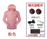 Розовый + вентилятор 24 В + банк питания ураганного типа на 50 000