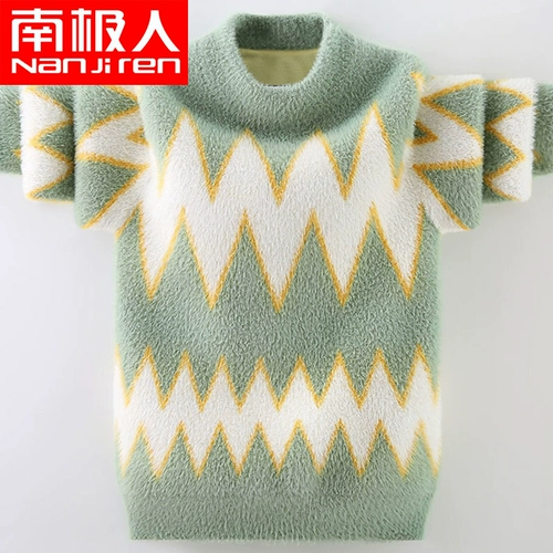 Детский трикотажный осенний демисезонный бархатный базовый свитер для мальчиков, в западном стиле, подходит для подростков, увеличенная толщина